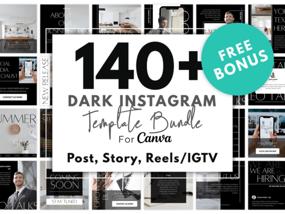 Download 140 Dark Instagram Template KIT BUNDLE - Kit Collection