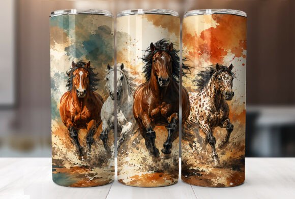 Download Running Horses Tumbler Wrap Sublimation - Running Collection