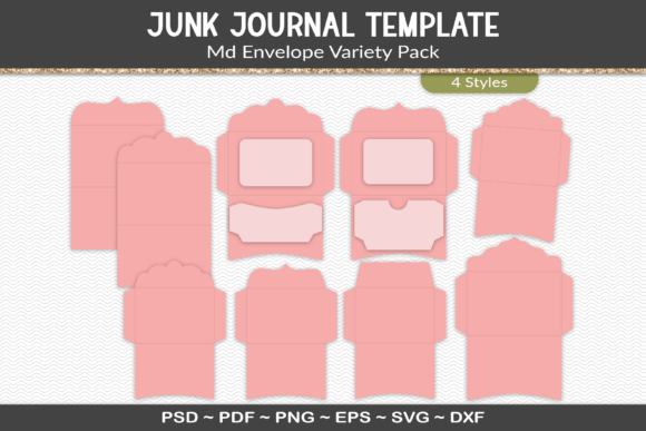 Download Junk Journal Envelopes Template Kit - Kit Collection