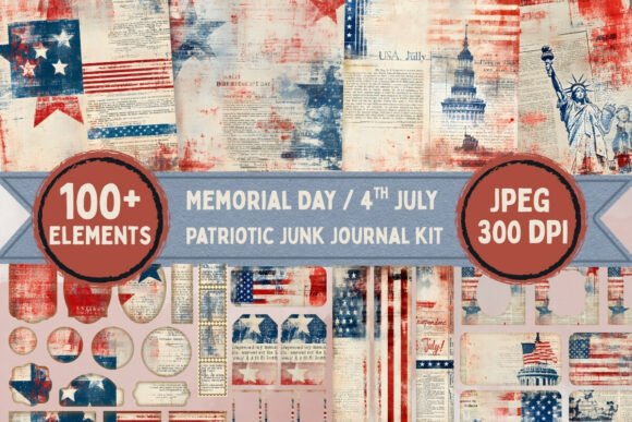 Download Vintage Patriotic Junk Journal Kit - Kit Collection
