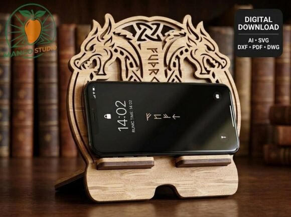 Download Viking Dragon Phone Stand SVG 199x197mm - Phone Collection