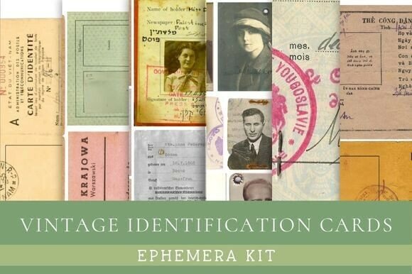 Download Vintage ID Cards Ephemera Kit - Kit Collection