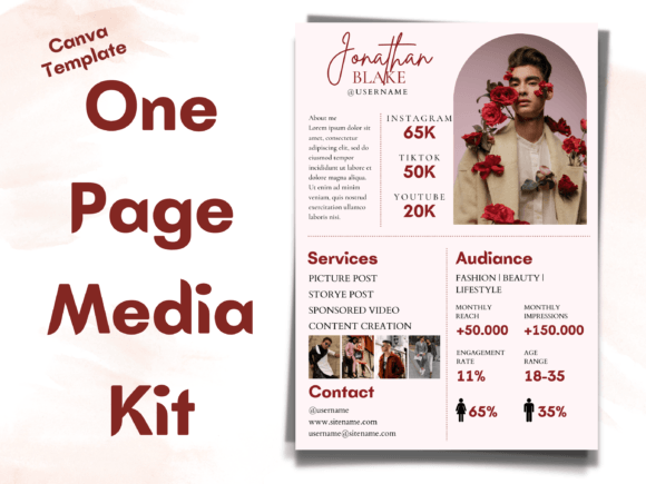 Download One Page Media Kit for Influencers - Kit Collection