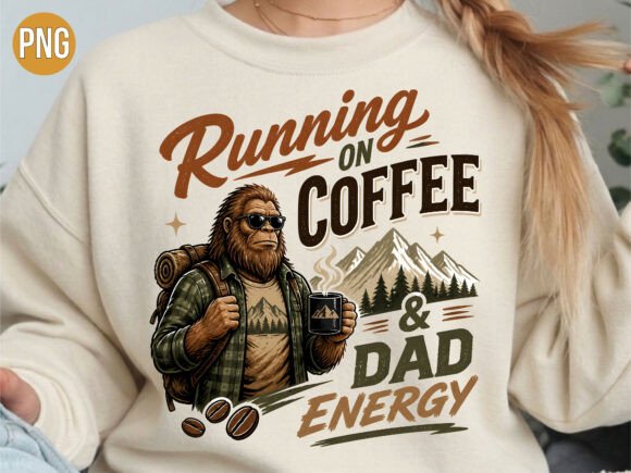 Download Running on Coffee Dad Energy Bigfoot PNG - Running Collection