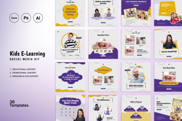 Download Colorful Kids E-Learning Social Kit - Kit Collection
