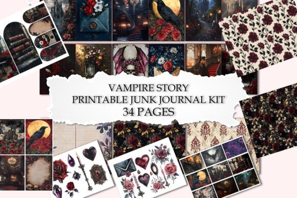 Download Vampire Story Junk Journal Printable Kit - Kit Collection